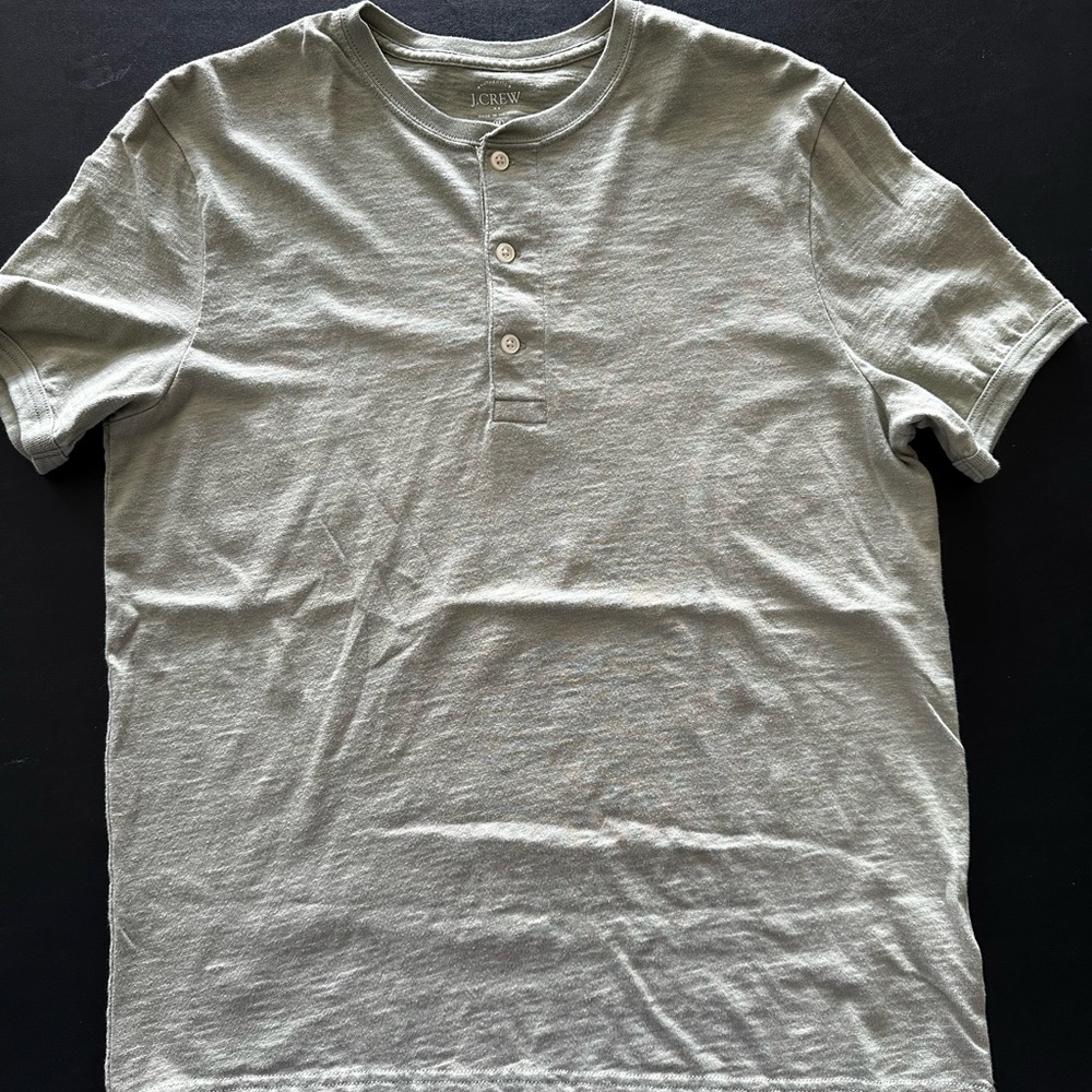 J. Crew Men's Short-Sleeve Henley in Light Sage